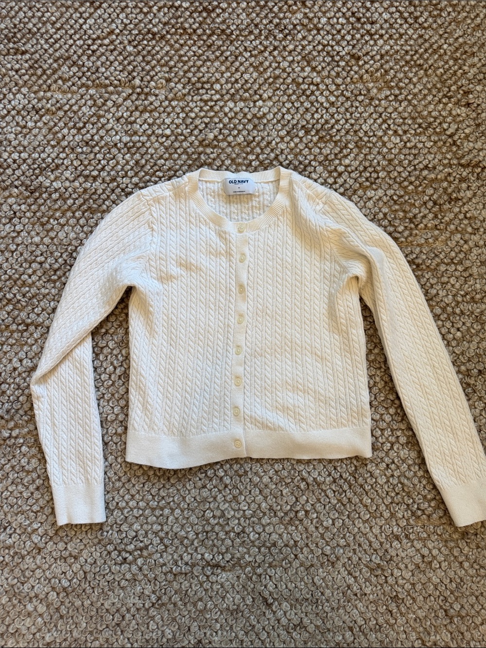 Old Navy Cream Cable Knit Button-Up Cardigan